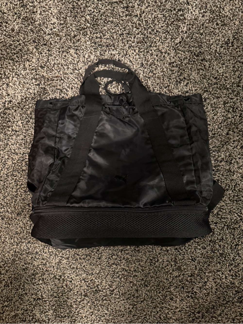 Puma Black Nylon Tote with Mesh Zippered Base